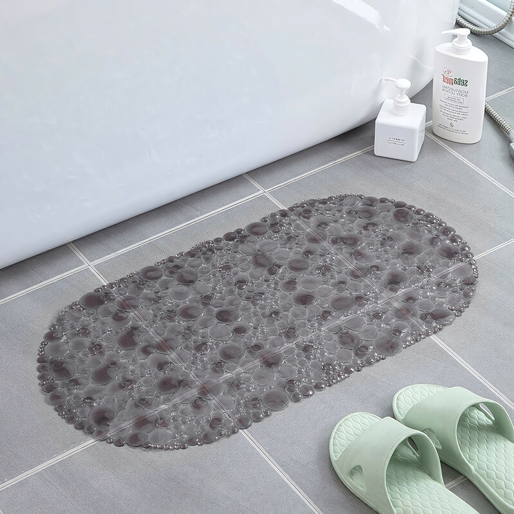 Коврик для ванной 64*33см "Галька" серый