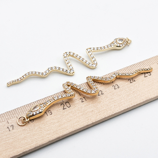 Подвеска Змея (большая!), цвет золото, фианиты, размер 78*15 мм, цена за 1 шт