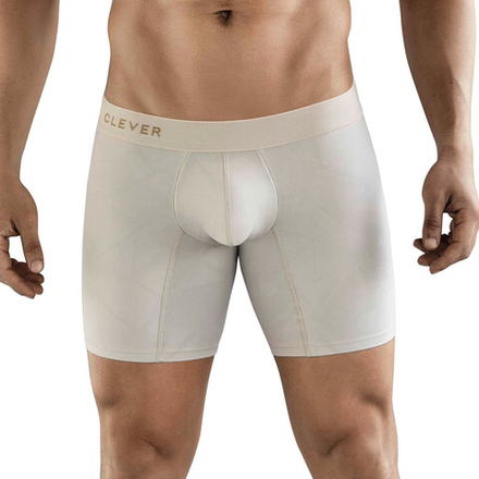 Мужские трусы боксеры бежевые Clever Moda GENIE LONG BOXER 177802