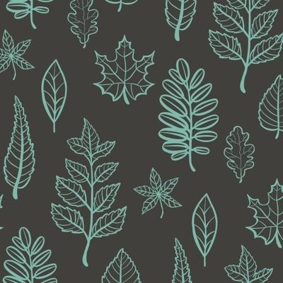 seamless pattern with green leaves, herbs and branches. Floral Design elements.