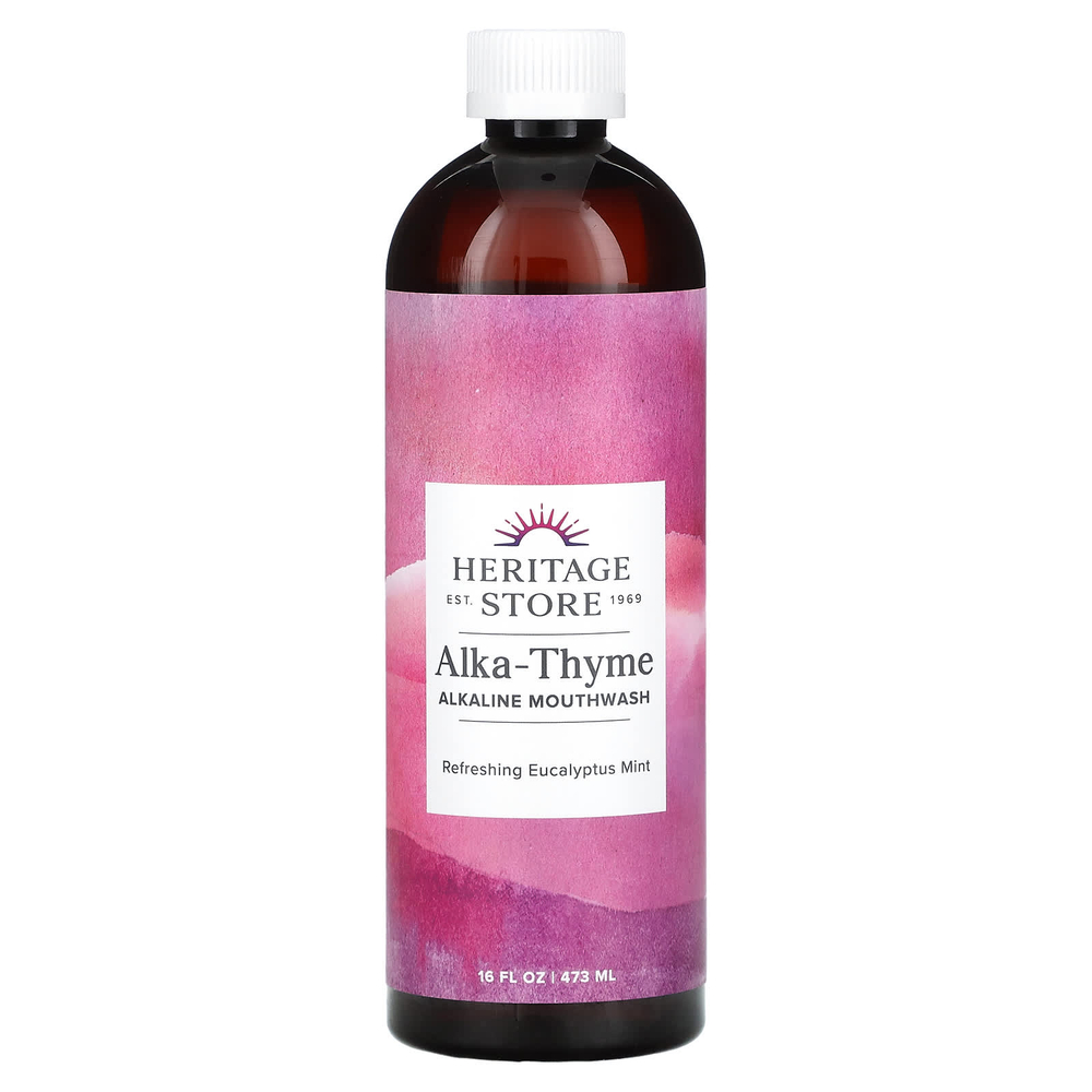Heritage Store, Alka-Thyme, щелочной ополаскиватель для рта, освежающий эвкалипт и мята, 473 мл (16 жидк. унций)