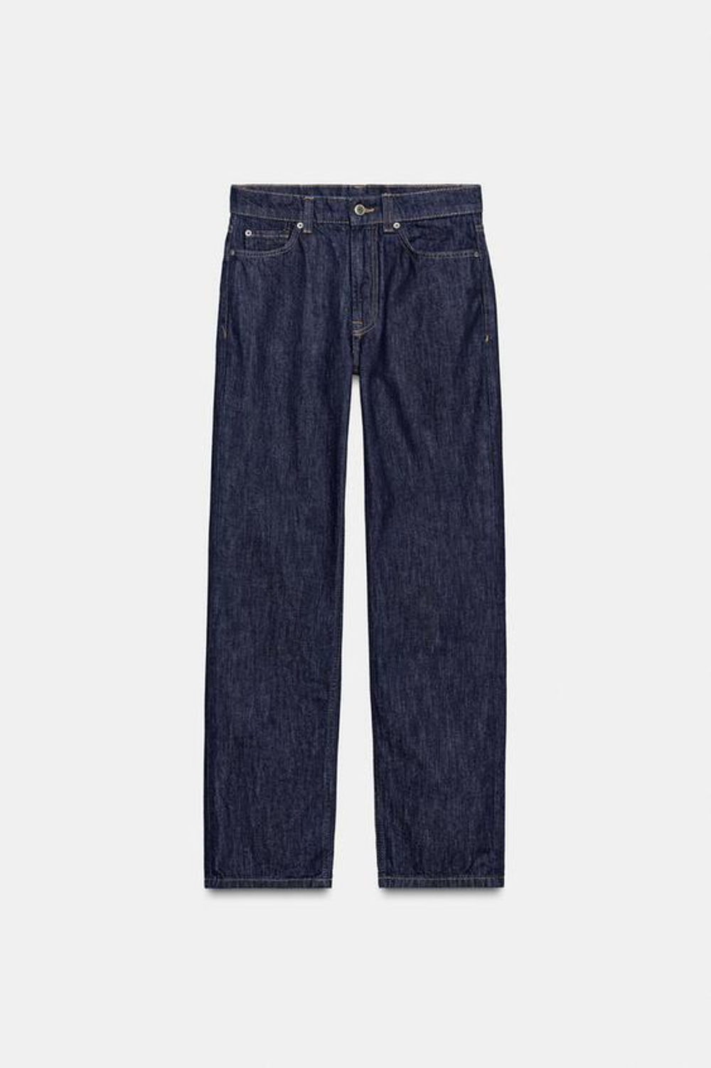 ZARA ДЖИНСЫ ZW COLLECTION ПРЯМОГО КРОЯ С ВЫСОКОЙ ПОСАДКОЙ, СИНИЙ