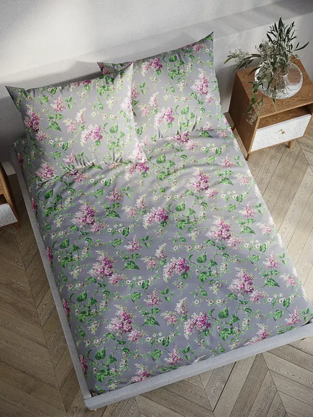 Постельное белье "Syringa" семейное наволочки 50х70 2шт Простынь на резинке 160х200 см Пододеяльник 145х215 см(2шт) Сказка сатин