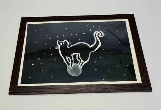 Картина в рамке "Кот на луне"