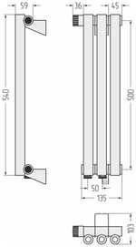 Сунержа Эстет-0 EU50 левый 500х135 3 секции