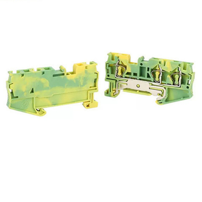 Клемма 3-проводная проходная 2,5мм2 на DIN рейку JPT 2.5-TW-PE Push-in желто-зеленая 500V/22A  3209565WE WONKE ELECTRIC