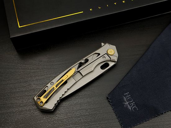 Нож НОКС Майор титановый, серый - сталь М390 серия "Elite" (328-650526)