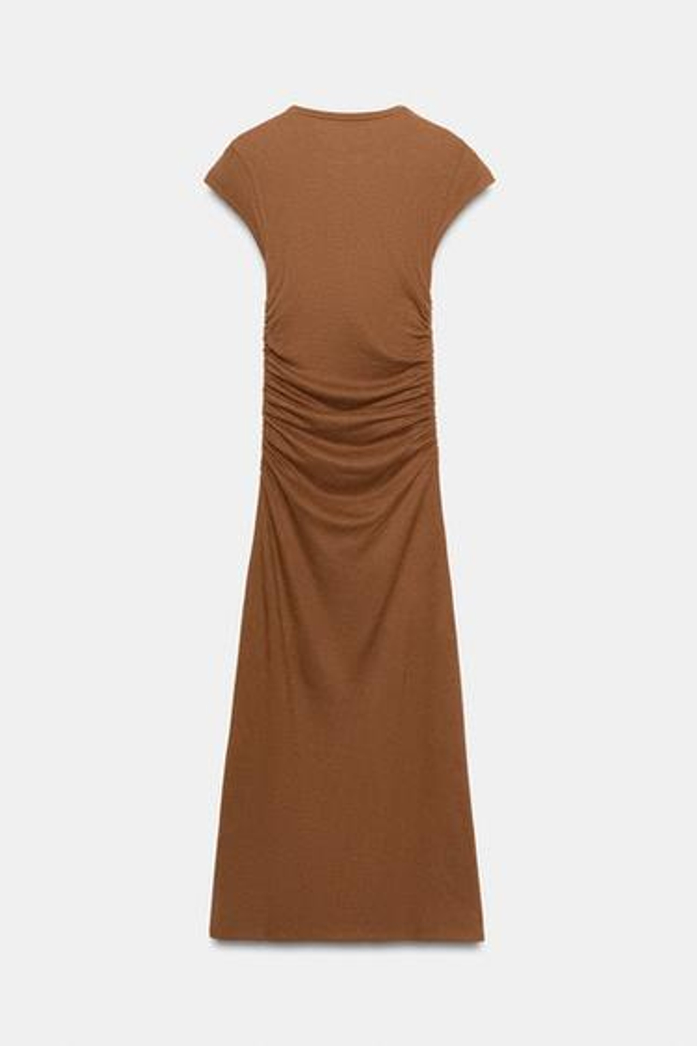 ZARA ПЛАТЬЕ МИДИ СО СБОРКАМИ, МЕДНЫЙ