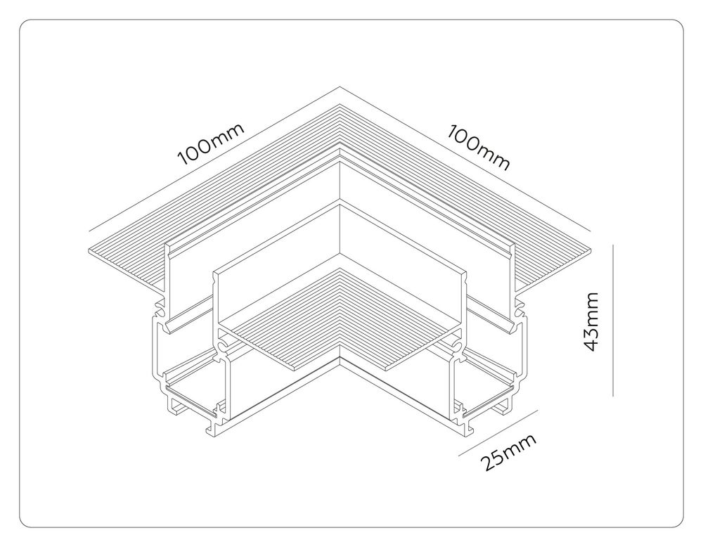 Ambrella Коннектор угловой для встраиваемого шинопровода под ГКЛ 13мм Magnetic 48V 10mm Track System GL1971