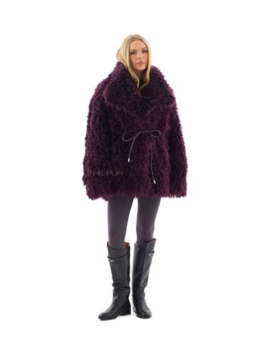 Бордовая шуба из овчины калган