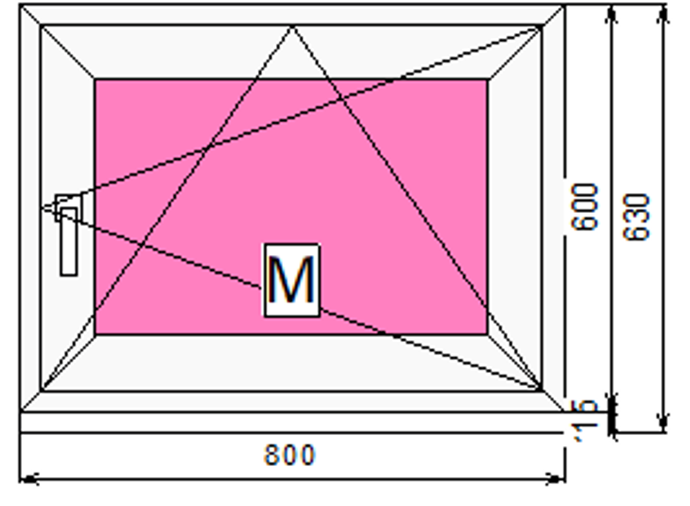 Пластиковое окно 600 х 800 ТермА Эко с поворотно - откидной створкой + Москитная сетка