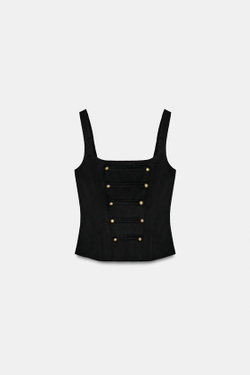 ZARA ТОП-КОРСЕТ НА ПУГОВИЦАХ, ЧЕРНЫЙ