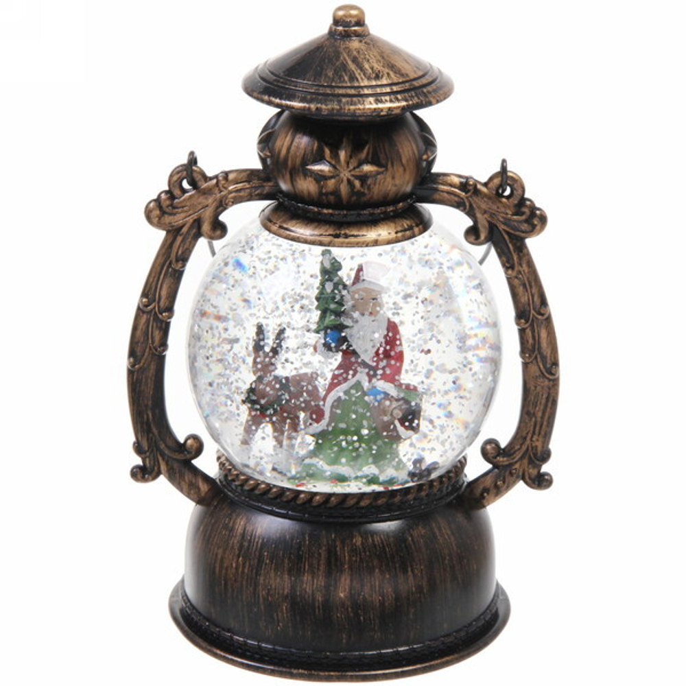 Сувенир с подсветкой Christmas «Лампа Дед Мороз с оленем» 20 см (без музыки)