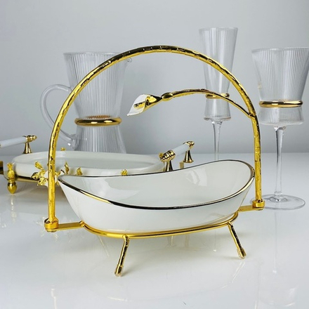 Lenardi 163-030 Овальное глубокое блюдо 23см на подставке MELODY в под.уп.(х8)Фарфор, металл