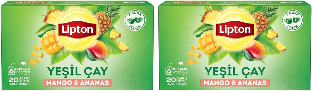 Зеленый чай Lipton «Тропический» с манго и ананасом в пакетиках, 40 шт. в упаковке - Lipton