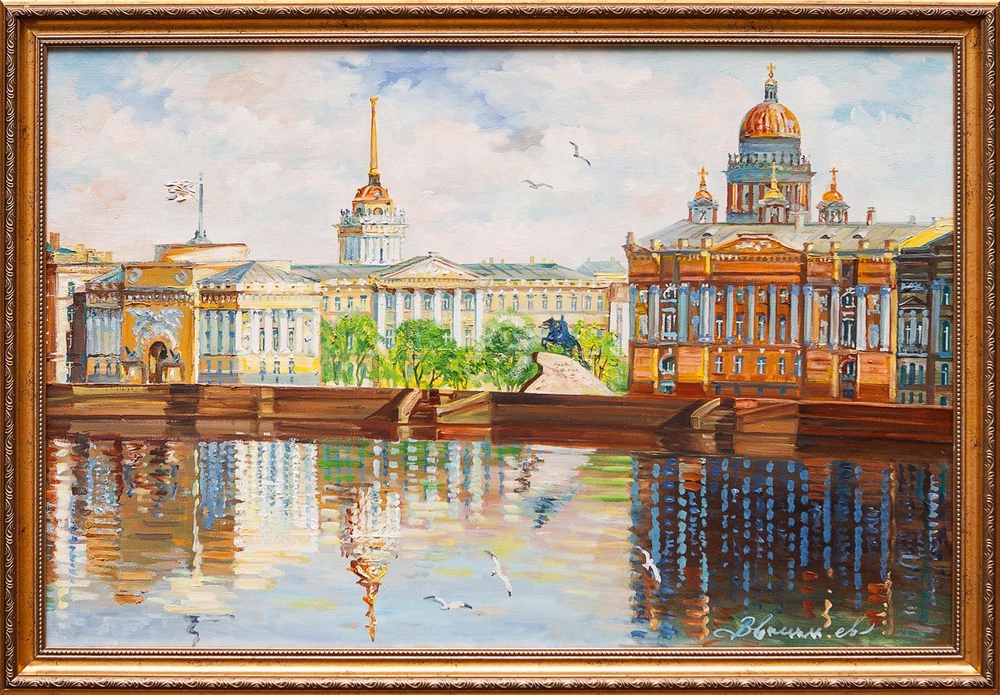 Картина маслом  "СПб. Вид на Петра I" Васильев