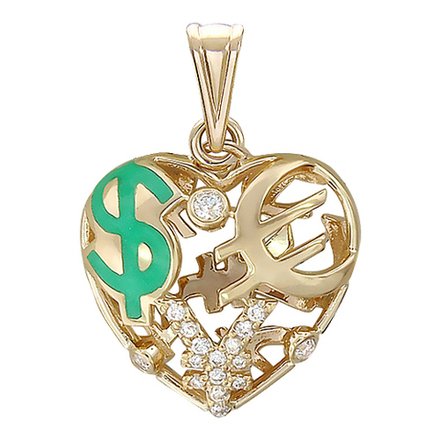 Подвеска с бриллиантами  из желтого золота JA-P-П631647Э