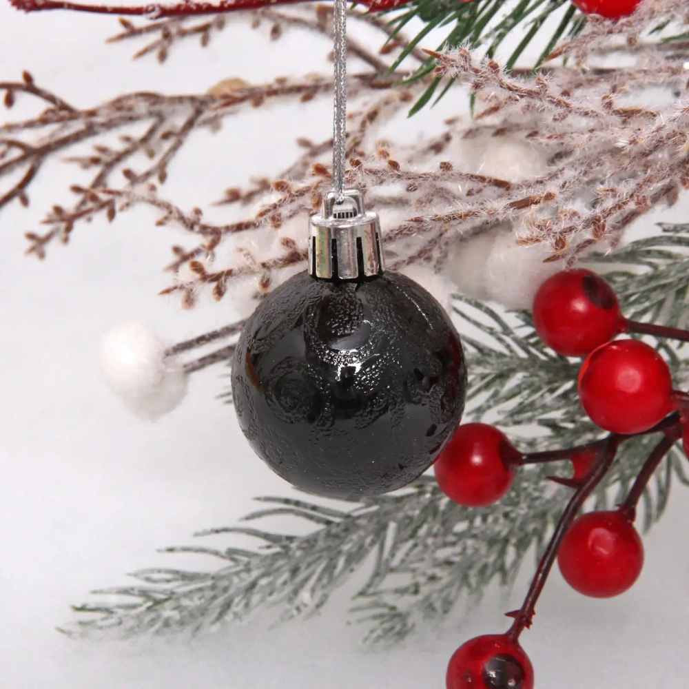 Новогодние шары 4 см (набор 6 шт) «Микс фактур», черный