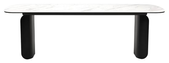 Стол NORD 240 MARBLES KL-99 Белый мрамор, итальянская керамика / черный каркас