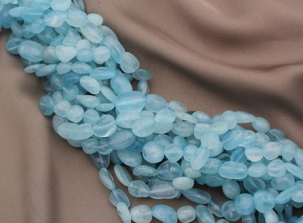 Нить бусины из аквамарина 8-10мм (галтовка)