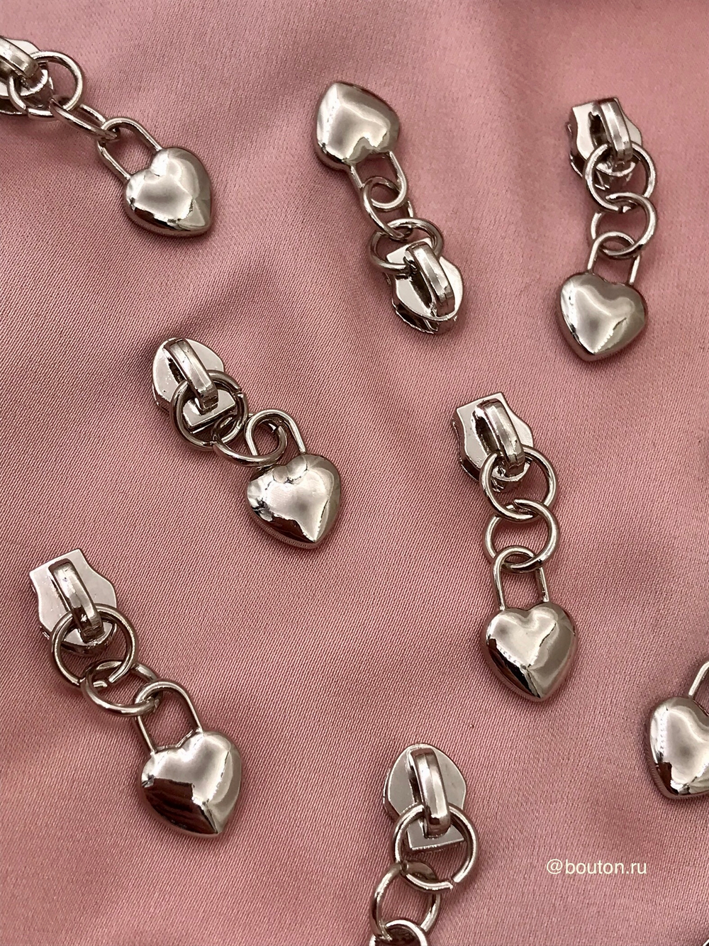 Собачка  / бегунок для молнии серебро сердце