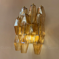 Бра Cloyd CALCUTTA W1 / выс. 37 см - латунь - янтарн.стекло (арт.20484)