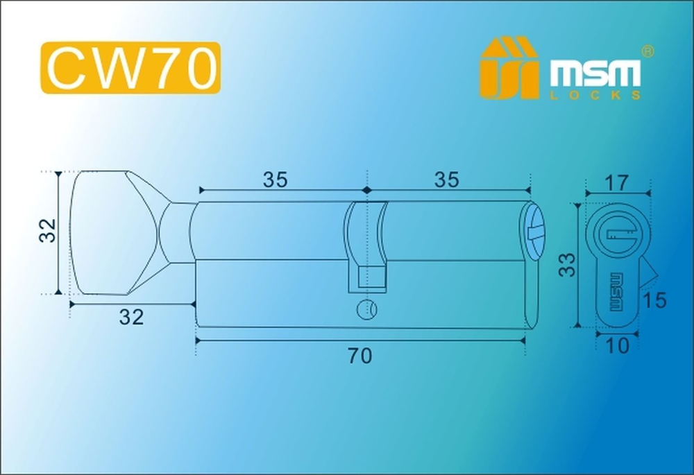 Цилиндровый механизм MSM-112 М70 перфо. ключ (5 кл.) АВ