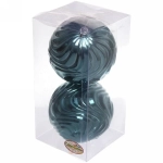 Новогодние шары 10 см (набор 2 шт) «Рельеф», темный нефрит