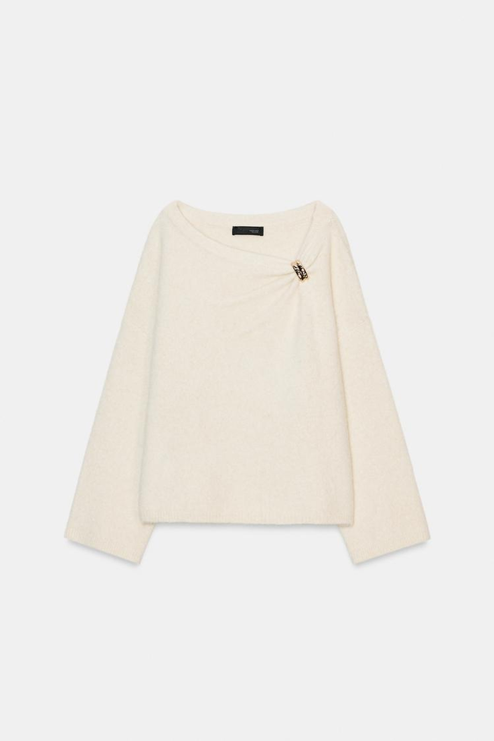 ZARA ДЖЕМПЕР С БРОШЬЮ, ЭКРЮ