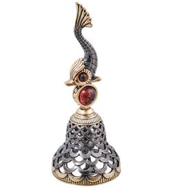 AM- 588 Колокольчик «Рыба Чешуя « (латунь, янтарь)