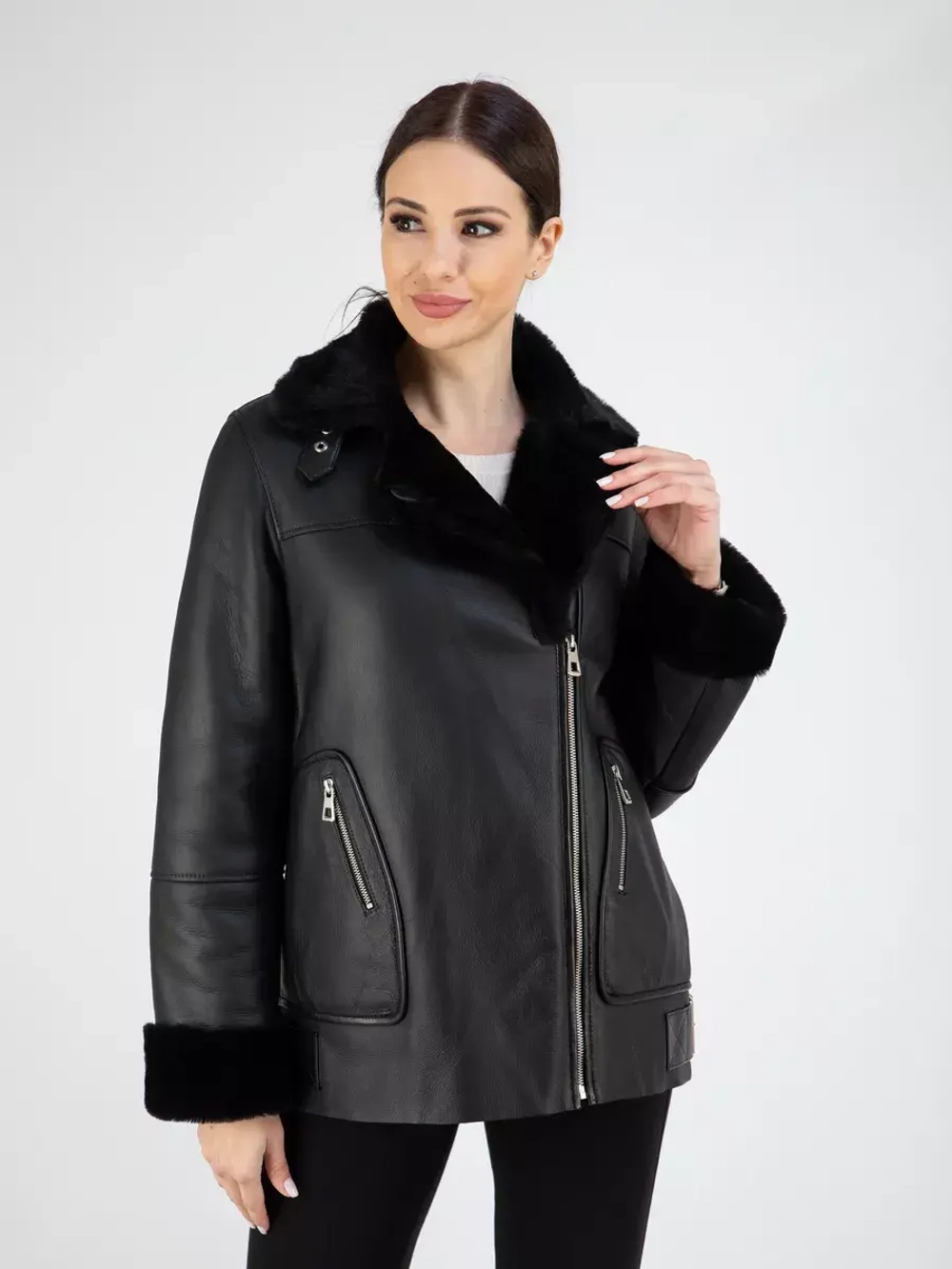 Дубленка авиатор натуральная зимняя