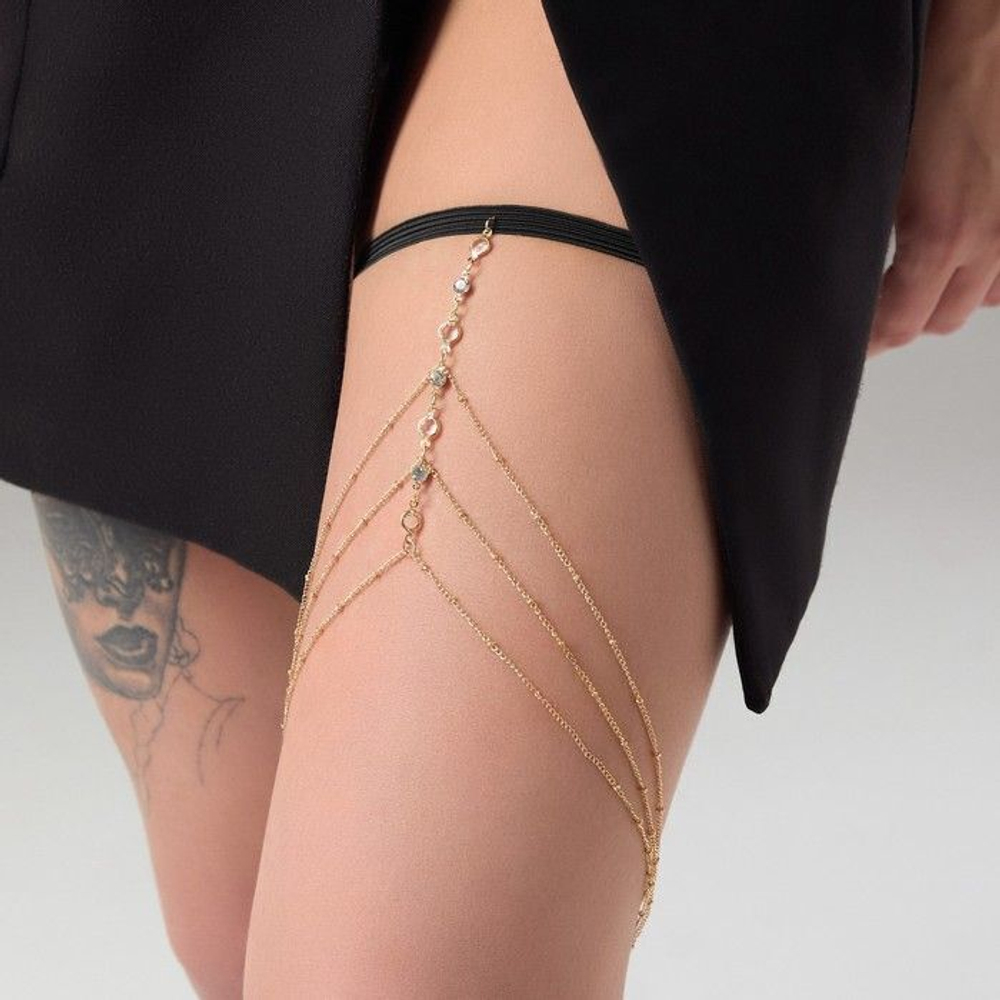 Золотистый аксессуар на бедро с оригинальным дизайном (Размер: S-M) (Цвет: золотистый)