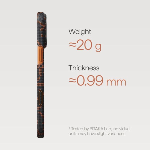Чехол Pitaka Edge Case для iPhone 17 Pro Max, Чёрно-оранжевый монограм | Monogram Black/Orange