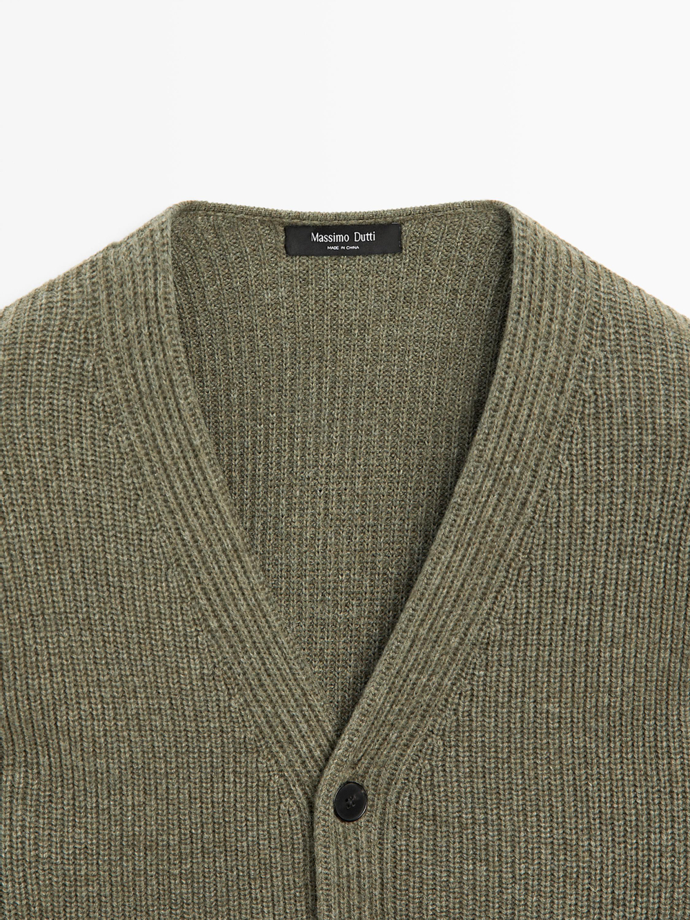 Massimo Dutti Вязаный кардиган с V-образным вырезом, зеленый