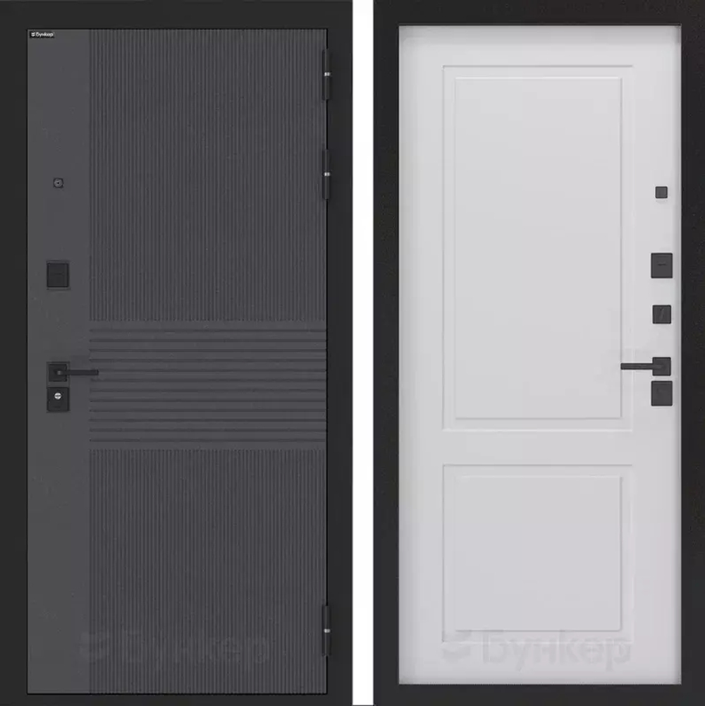Входная металлическая дверь с зеркалом Бункер HIT B-05/ ФЛ-609 Белый софт