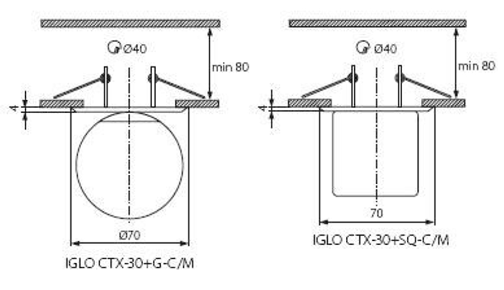 Cветильник кубик  KANLUX IGLO CTX-30+SQ-C/M