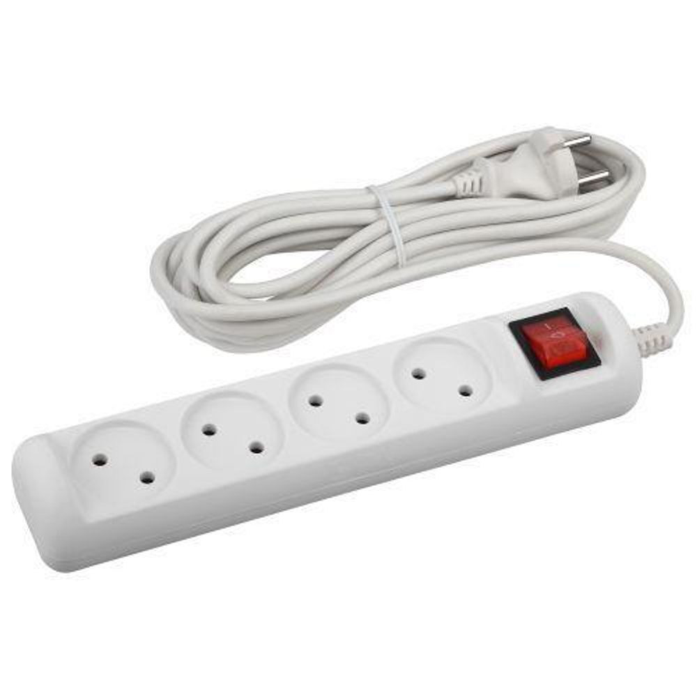 Удлинитель 4х5м без заземл. 10А IP20 U-4s-5m-2х1 ПВС 2х1 с выкл. Эра Б0044054 Удлинитель 4х5м без заземл. 10А IP20 U-4s-5m-2х1 ПВС 2х1 с выкл. Эра Б0044054