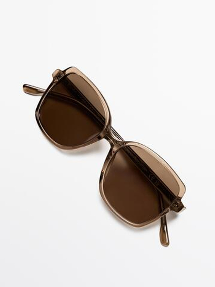 Massimo Dutti Солнцезащитные очки в квадратной оправе, карамельный