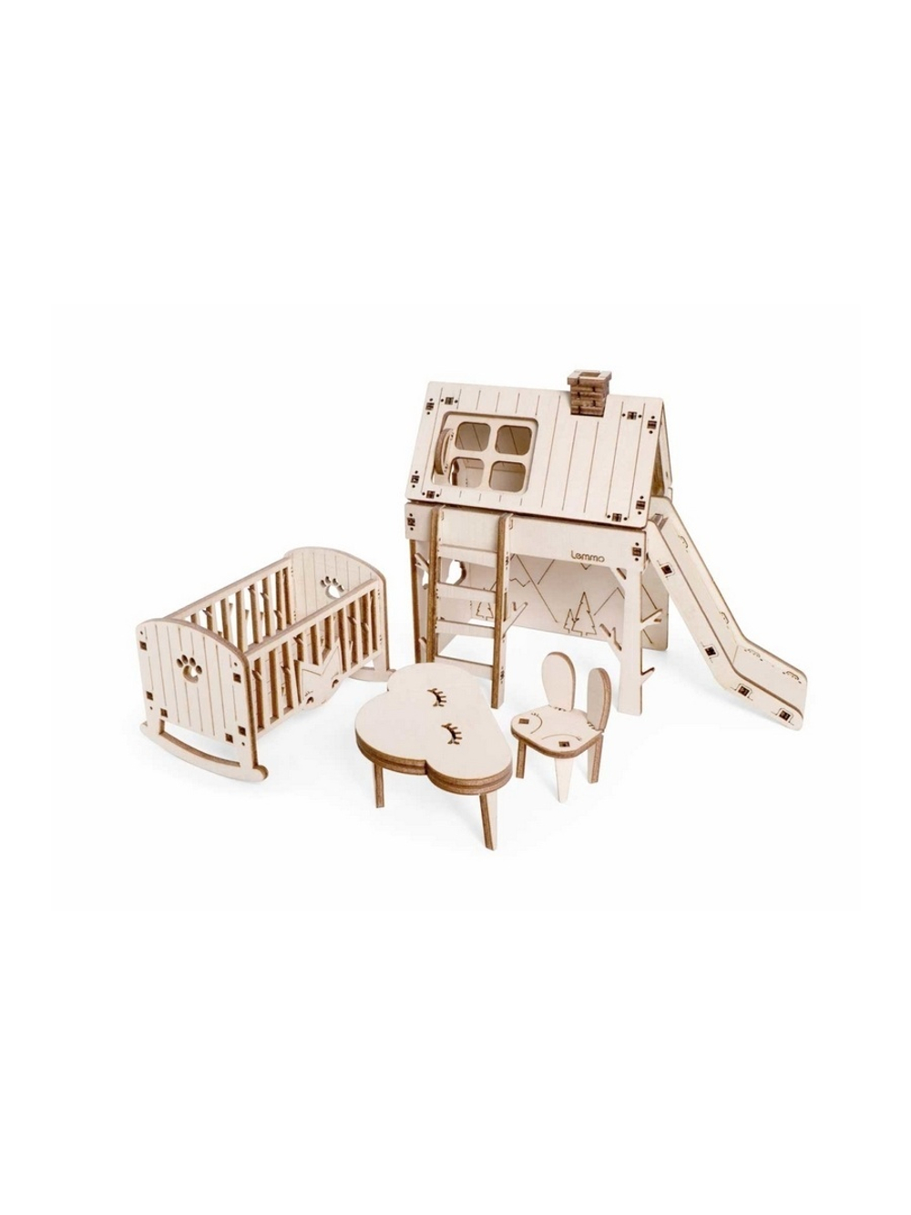 Деревянный конструктор Lemmo МОДЕЛЬ "НАБОР МЕБЕЛИ ДЕТСКАЯ", 155 деталей
