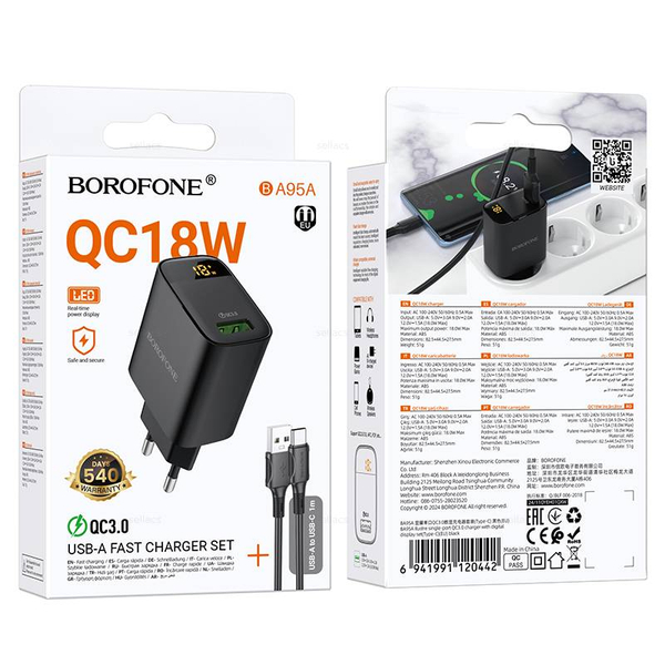 Зарядное устройство на Micro QC3.0 Borofone BA95A (black)