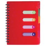 Тетрадь-блокнот 120 л., A5, 170x215 мм, BRAUBERG, линия, гребень, обложка пластиковая, 4 разделителя, "Rich", 401791, 4шт