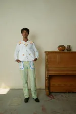 Рубашка Soeurs с Хлопковой Аппликацией / Orange Applique Long Sleeve белая