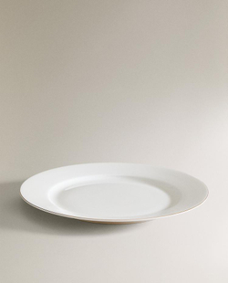 ZARA HOME ТАРЕЛКА ИЗ ФАРФОРА С КАЙМОЙ, ЗОЛОТОЙ