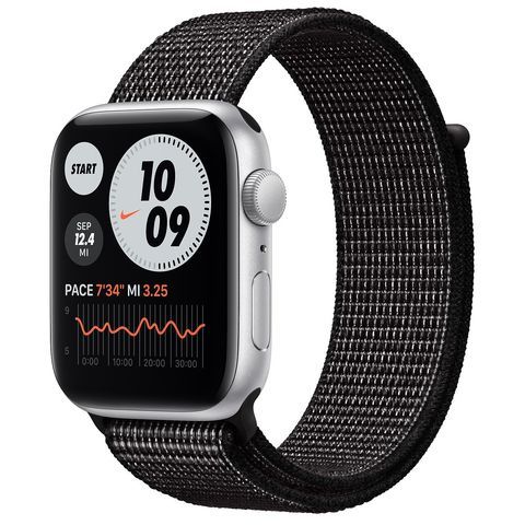 Умные часы Apple Watch SE GPS 44мм Aluminum Case with Nike Sport Loop (Серебристый/черный)