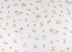 Эластичный бельевой атлас-стрейч, цветы на кремовом фоне, (Арт: ASP-002)