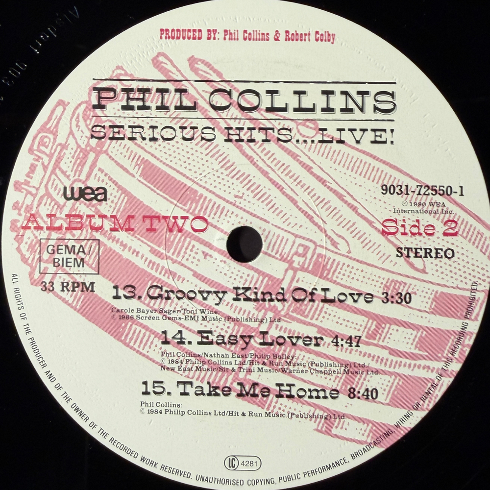 Phil Collins – Serious Hits...Live! 2LP (Европа 1990г.)