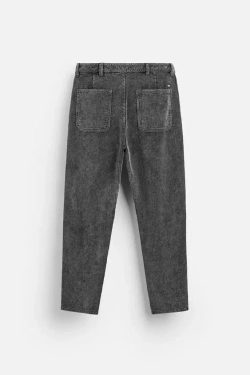 ZARA ВЕЛЬВЕТОВЫЕ БРЮКИ CARROT FIT, ТЕМНО-СЕРЫЙ