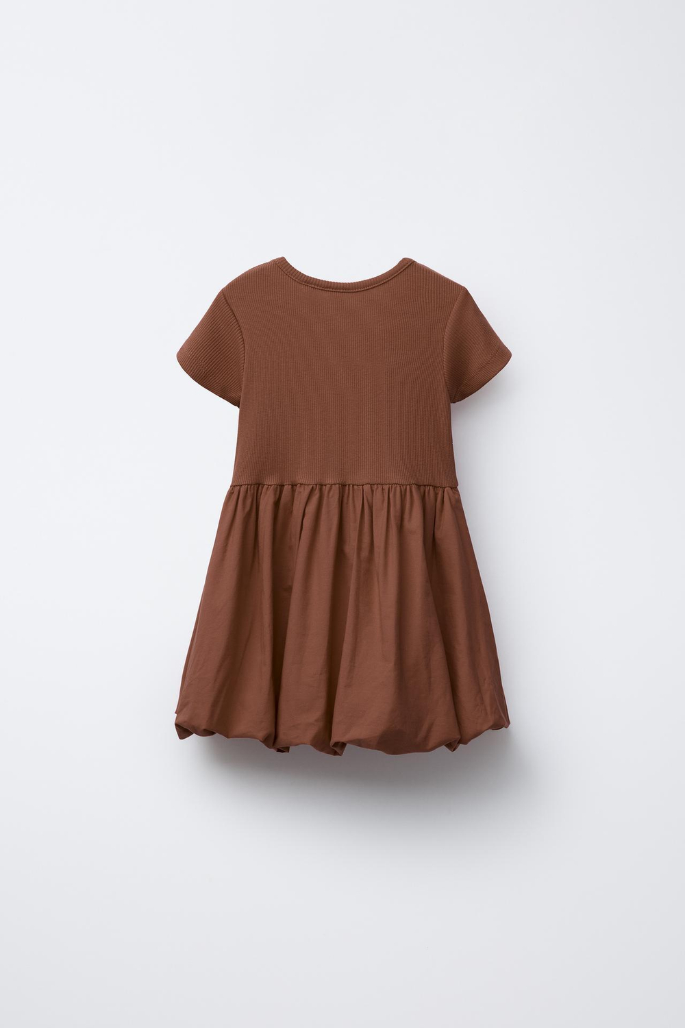 ZARA ПЛАТЬЕ ИЗ КОНТРАСТНОЙ ТКАНИ, ШОКОЛАДНЫЙ