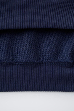 ZARA ТОЛСТОВКА ПОЛО В ПОЛОСКУ С ВЫШИВКОЙ ЖИВОТНОГО, ЭКРЮ/СИНИЙ