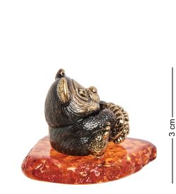 AM-1113 Фигурка «Мишка с горшочком» (латунь, янтарь)